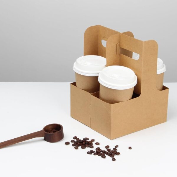 2 CUP HOLDER WITH HANDLE BROWN KARFT
